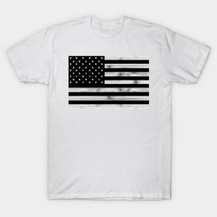 USA flag Rustic Wood Black White Patriotic America 4th of July stars stripes T-Shirt